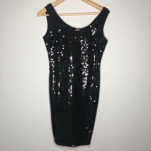 Moda Int'l Vintage Black Sequin Dress-S